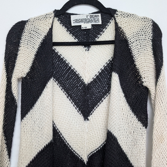 Rogan Organic Llama Alpaca Wool Fair Trade Chevron Cardigan Sweater Sz S/M - Picture 2 of 16
